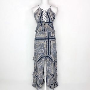 Skylar + Madison Blue Ruffle Long Maxi Dress